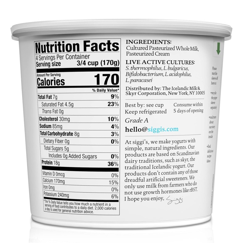 Siggi's Plain Whole Milk Yogurt