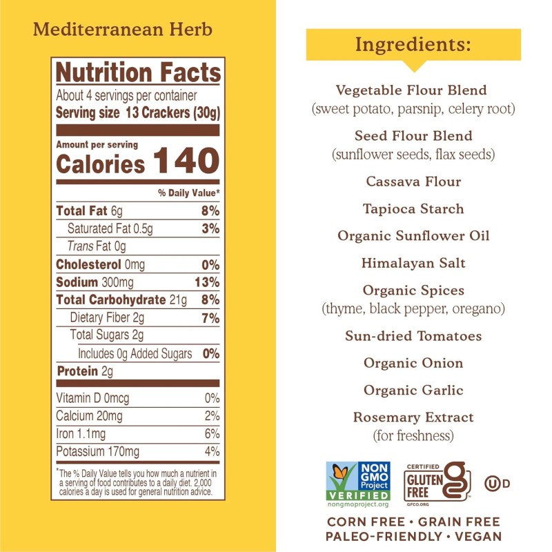 Simple Mills Crackers Mediterranean Herb