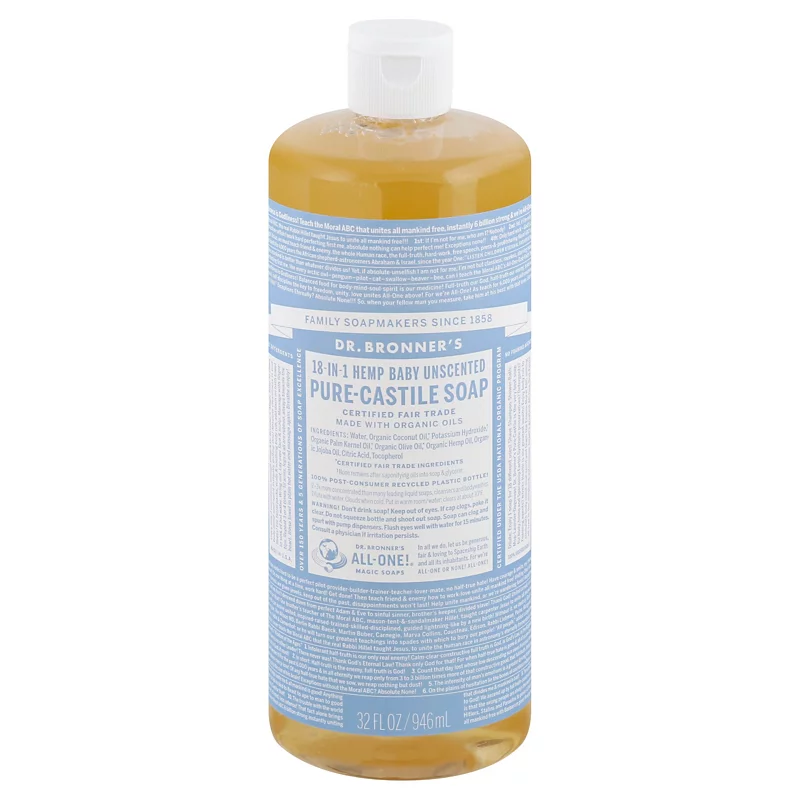 Dr. Bronner's Unscented Castile Soap 32 Oz Dr. Bronner's Unscented Castile Soap 32 Oz