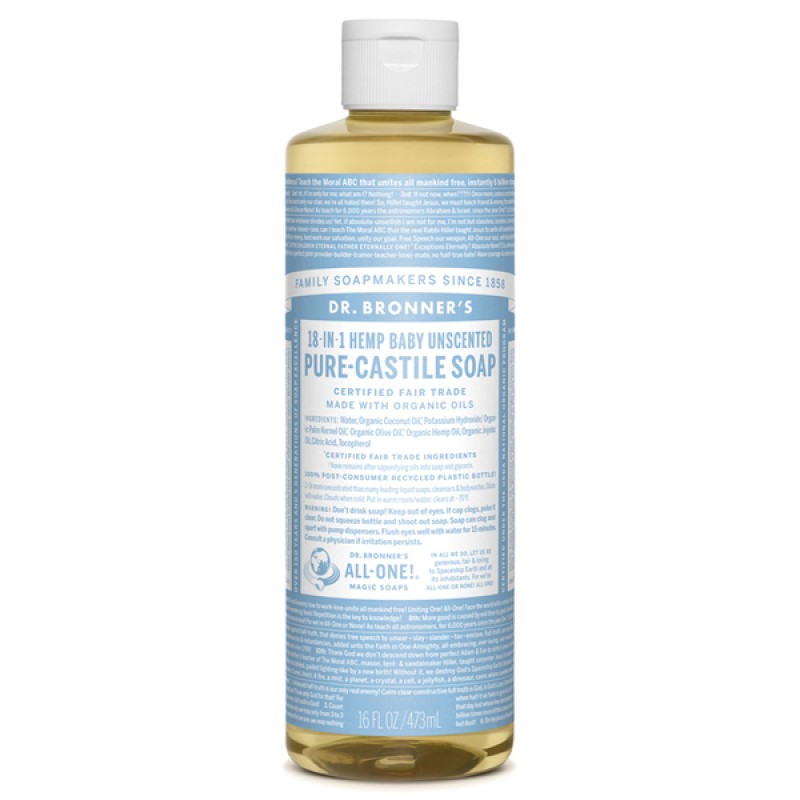 Dr. Bronner's Unsented Castile Soap 16 Oz