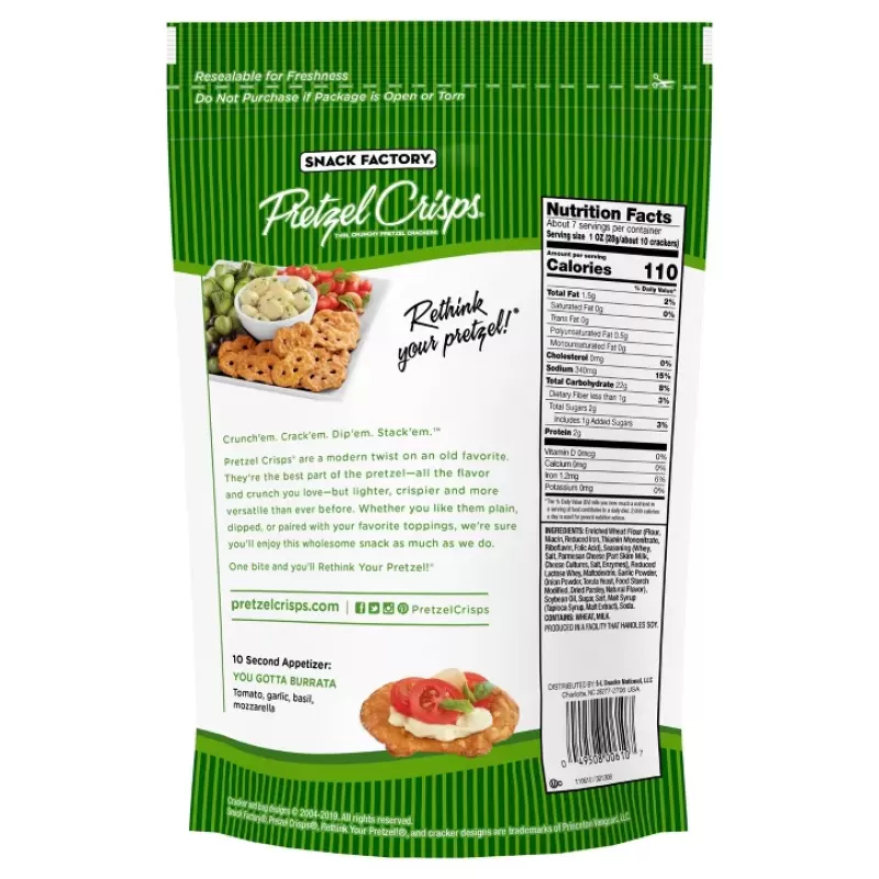 Snack Factory Pretzel Crisps Garlic Parmesan