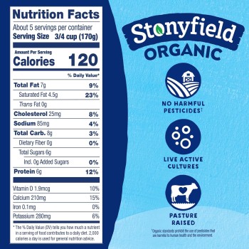 Stonyfield Organic Plain Whole Milk