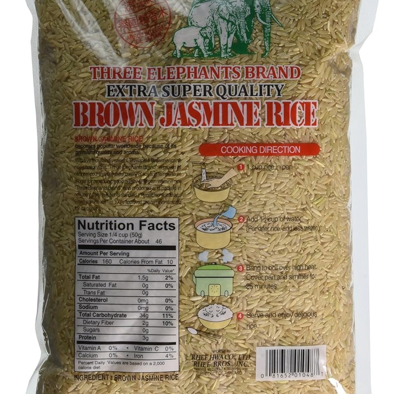 Three Elephant Brown Jasmine Rice