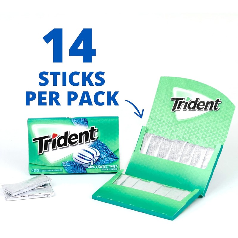 Trident Sugar Free Minty Sweet Twist Gum