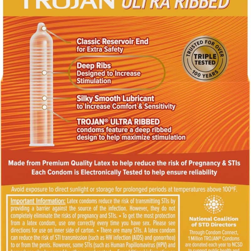 Trojan 3' Ultra Ribbed Condoms
