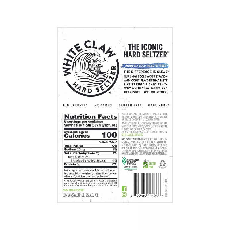 White Claw Hard Seltzer Natural Lime