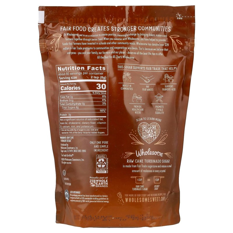 Wholesome Organic Raw Cane Turbinado Sugar