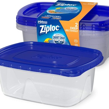 Ziploc Large Rectangle 9 Cup Containers with Lids, 2 Count
