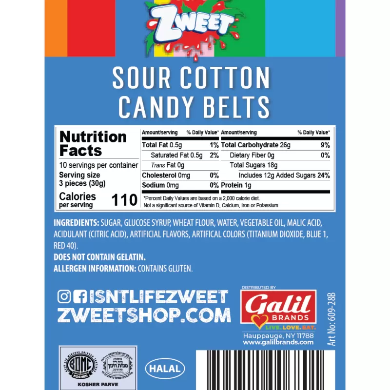 Zweet Sour Belts Cotton Candy