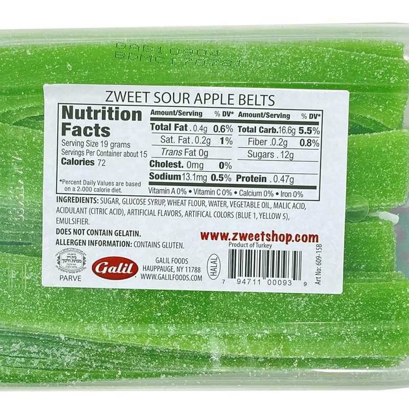 Zweet Sour Belts Green Apple Candy
