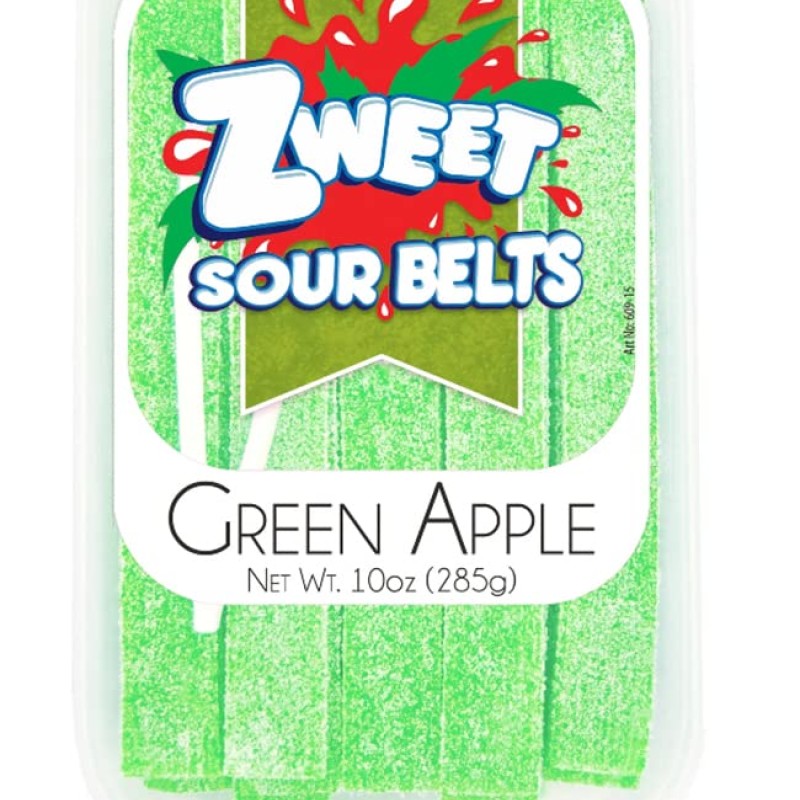 Zweet Sour Belts Green Apple Candy