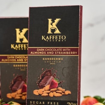 Kaffeto 70% Cacao Dark Chocolate with Almonds & Strawberry