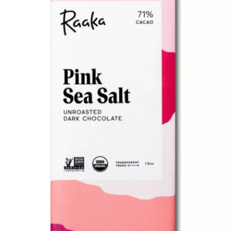 Raaka Pink Sea Salt Unroasted Dark Chocolate 71%