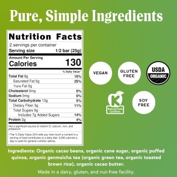 Raaka Green Tea Crunch Chocolate Bar