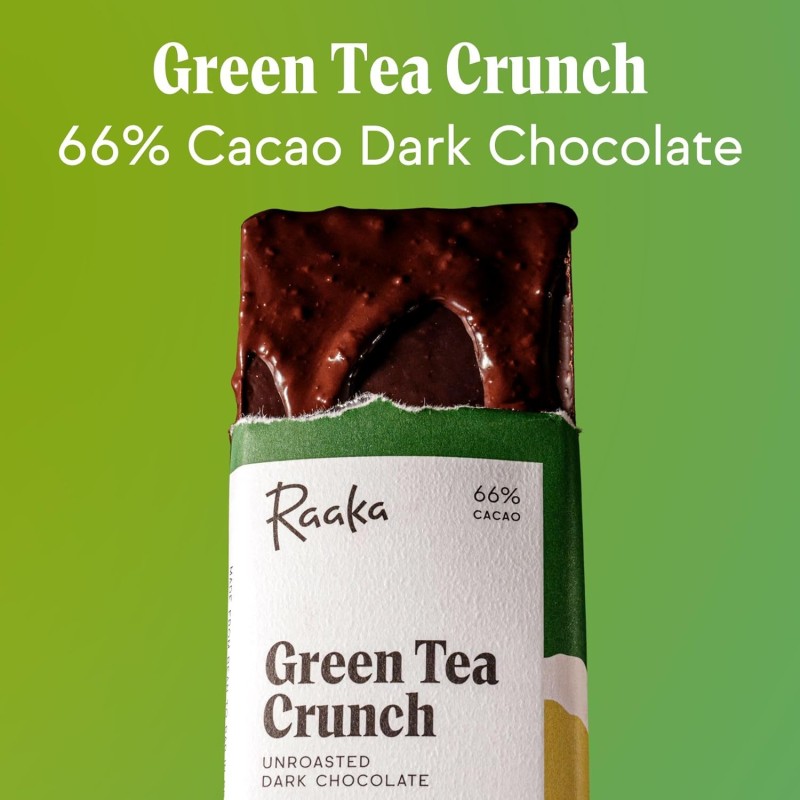 Raaka Green Tea Crunch Chocolate Bar