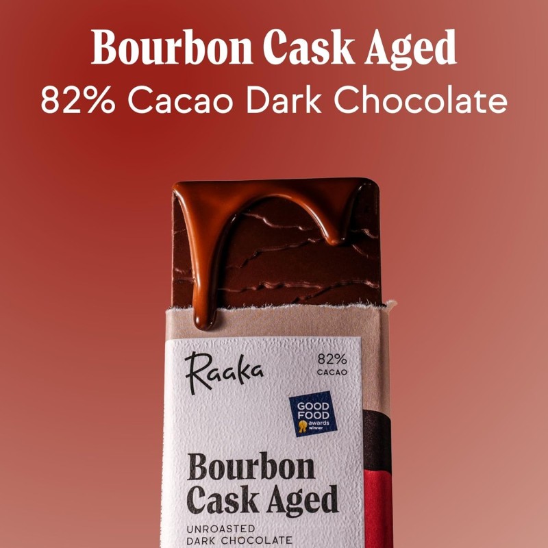 Raaka Bourbon Cask Aged 82% Dark Chocolate Bar