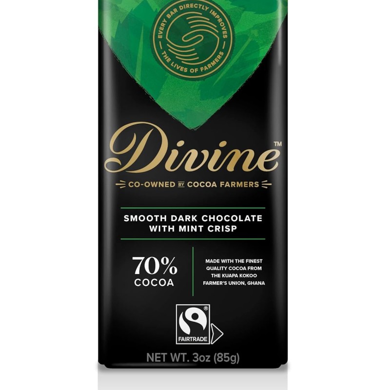 Divine Chocolate 70% Dark Chocolate with Mint Crisp