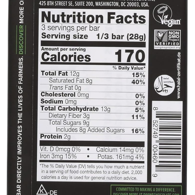 Divine Chocolate 70% Dark Chocolate with Mint Crisp