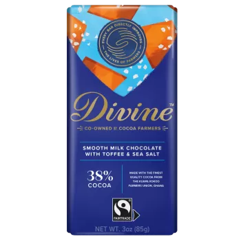 Divine Chocolate 38% Milk Chocolate with Toffee and Sea Salt Sharing Bar