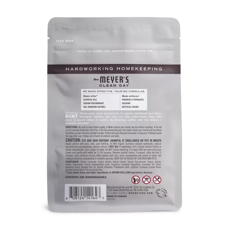 Mrs. Meyers Clean Day Auto Dishwashing Packs, Lavender