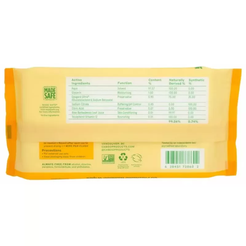 Caboo Flushable Bamboo Wipes 60 ct