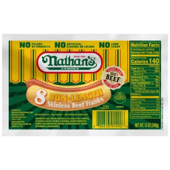 Nathan's Famous Bun Length Skinless Beef Franks