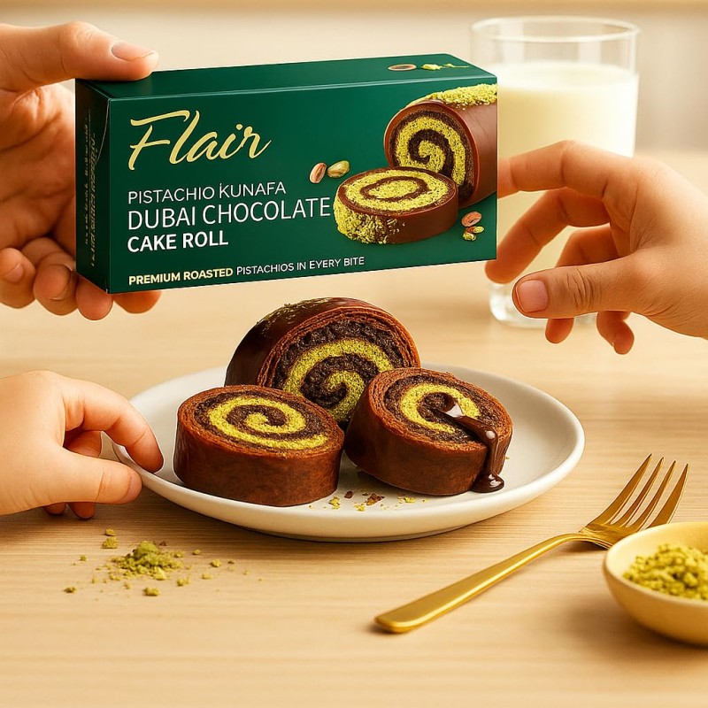 Flair Pistachio Kunafa Dubai Chocolate Cake Roll
