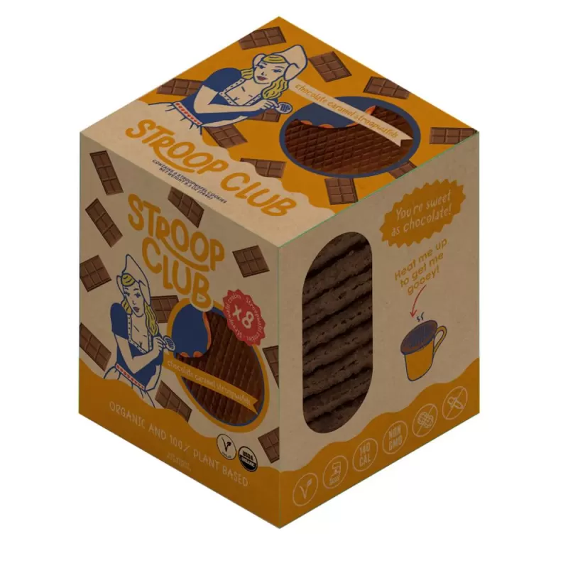 StroopClub PB Chocolate Caramel Stroopwafels – 8 Pack