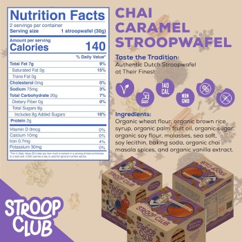 Chai Caramel Organic & Plant-Based Stroopwafel – 8 Pack