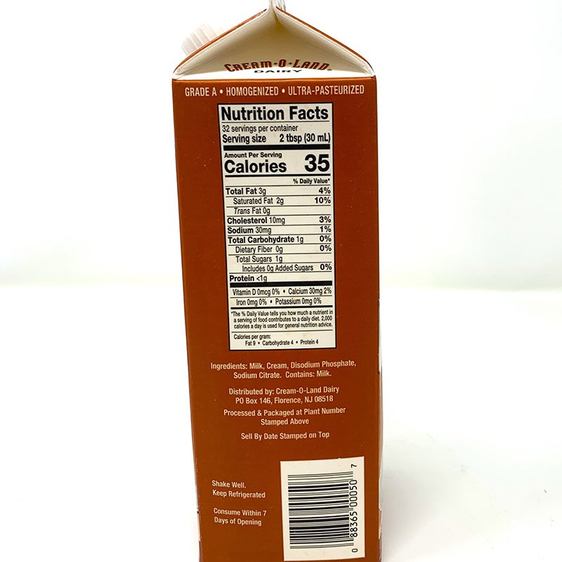 Cream-O-Land Quart UHT Half & Half