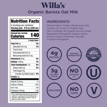 Willa's Barista Blend Oat Milk