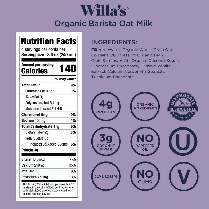 Willa's Barista Blend Oat Milk