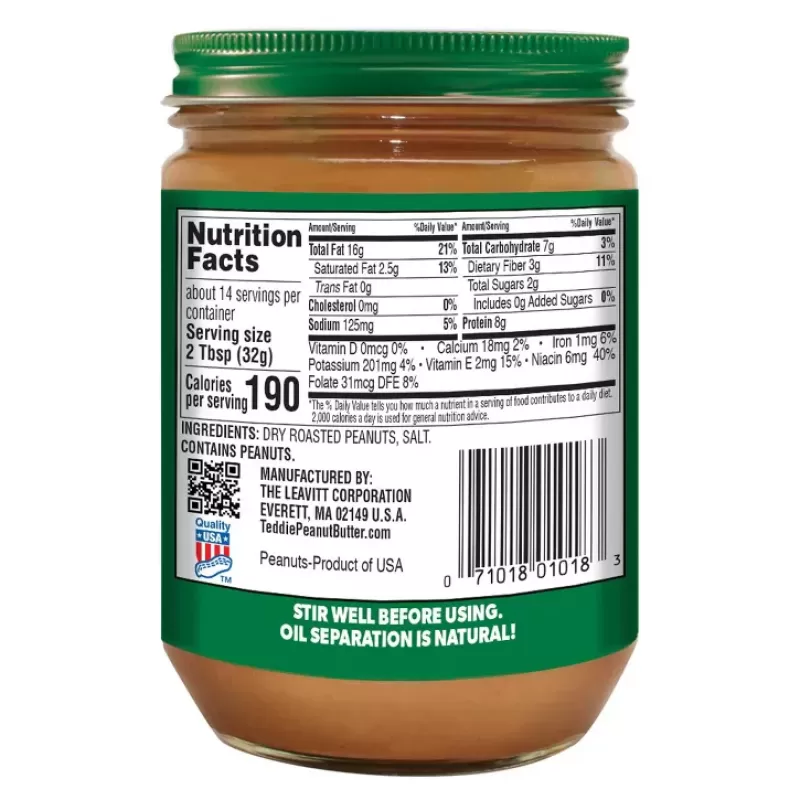 Teddie All Natural Gluten Free Smooth Peanut Butter