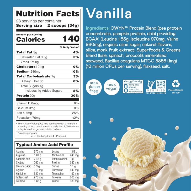 OWYN 20g Protein Powder - Vanilla