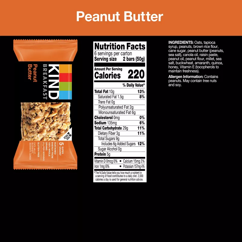 KIND Breakfast Peanut Butter Bars – 10.58oz / 12ct
