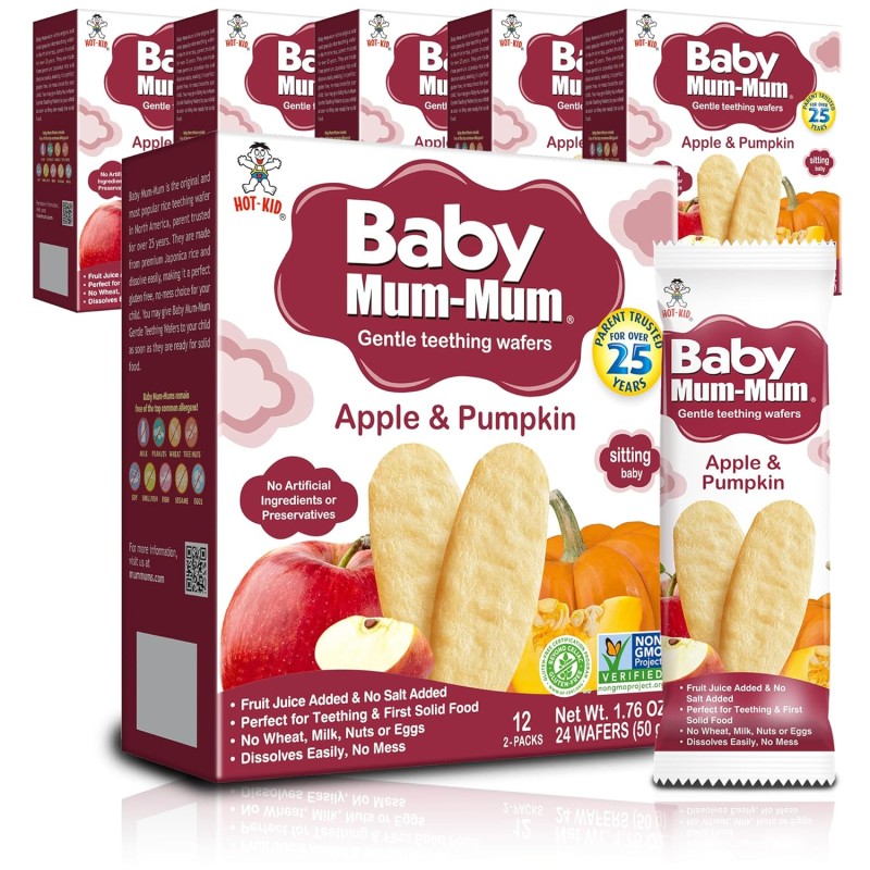 Hot-Kid Baby Mum-Mum Rice Rusks – Apple & Pumpkin 1 pk