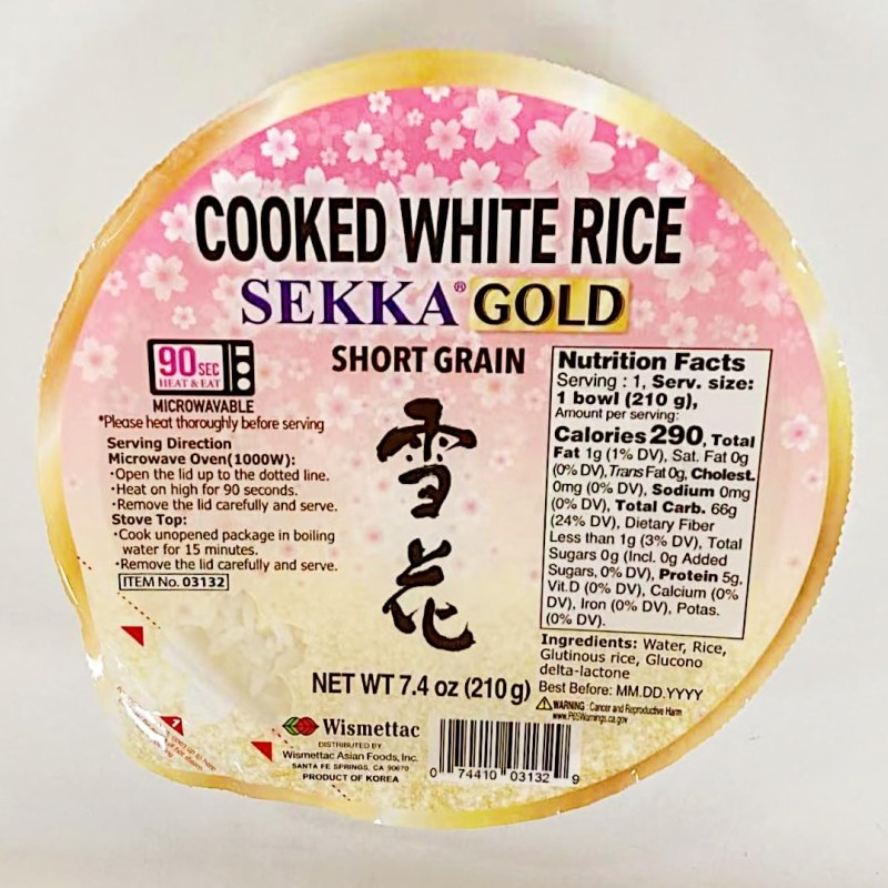 Sekka Gold Korean Short Grain Cooked White Rice (Bap)