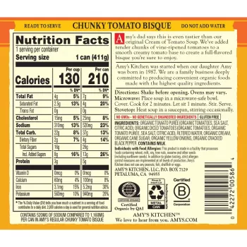 Amy’s Organic Chunky Tomato Bisque, 14.5 oz