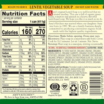 Amy’s Organic Lentil Vegetable Soup