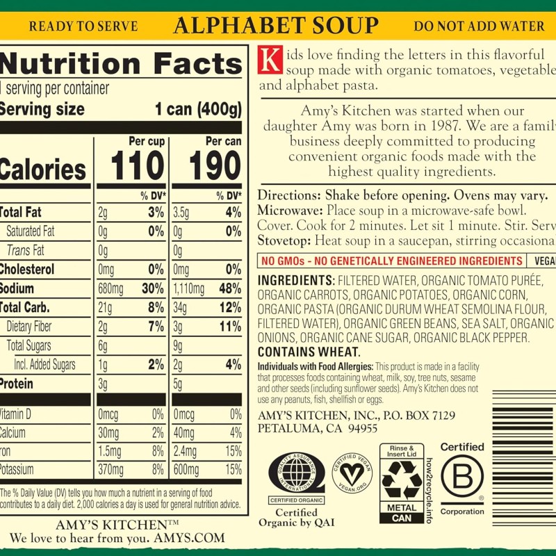 Amy's Organic Soup Alphabet