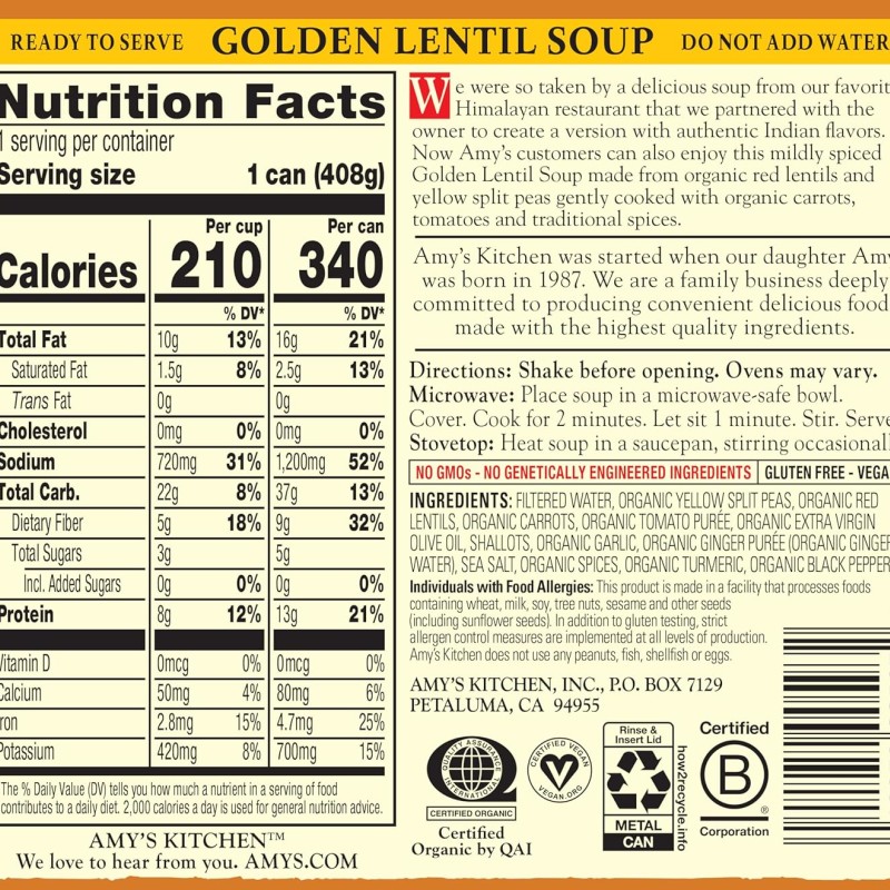 Amy's Organic Soup Golden Lentil