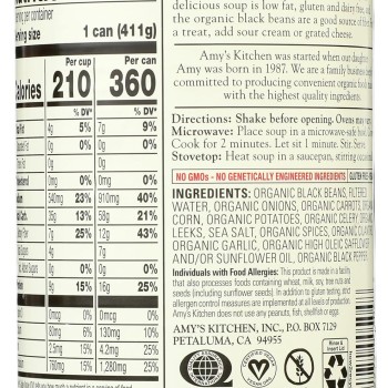Amy's Organic Black Bean Vegetable Soup