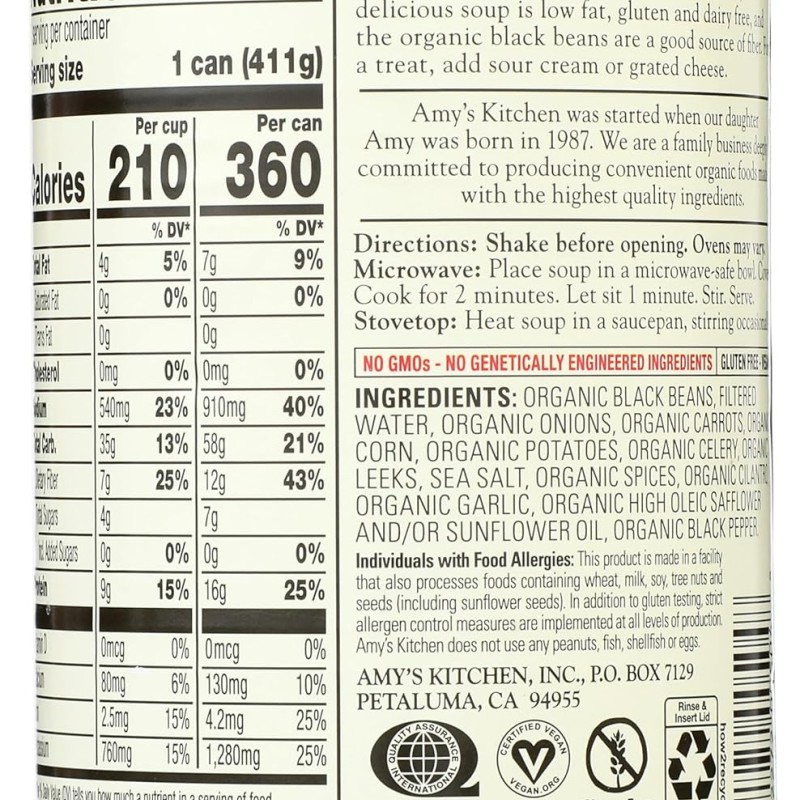 Amy's Organic Black Bean Vegetable Soup