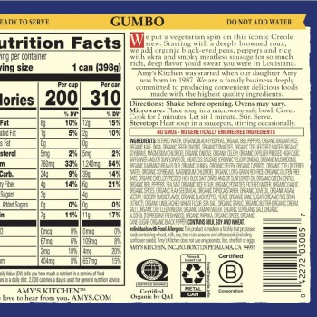 Amy’s Soup Black-Eyed Pea & Kale Gumbo