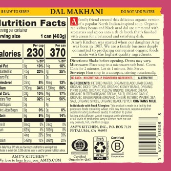 Amy’s Soup Organic Dal Makhani Soup