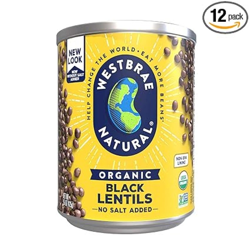 Westbrae Natural Organic Black Lentils (No Salt Added)