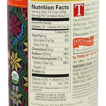 AMY'S ORGANIC REFRIED BLACK BEANS (Light in Sodium)