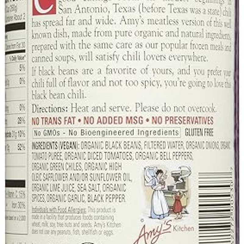 Amy's, Chili Black Bean Organic 14.7 Ounce