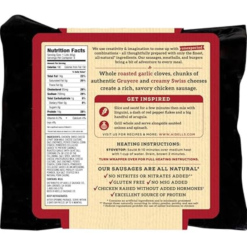 Aidells Sausage Garlic & Gruyere Aidells Sausage Garlic & Gruyere